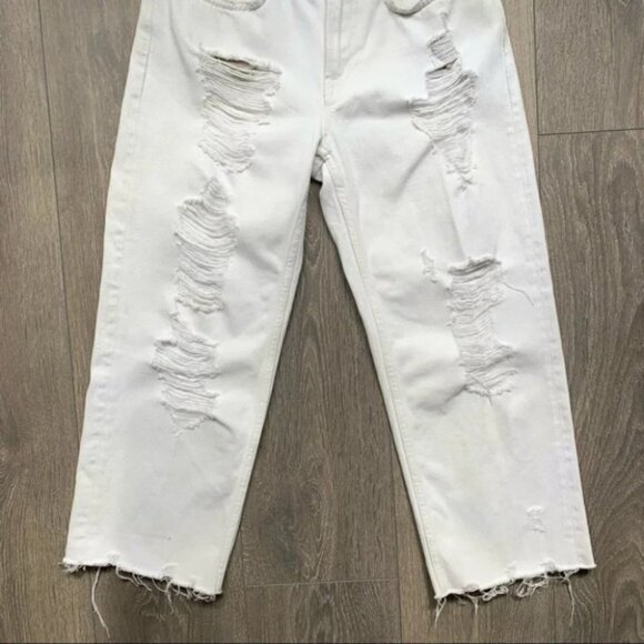 All Saints White Jeans Ivy Destroy Boy Distressed Straight Leg Denim high rise - Picture 10 of 16